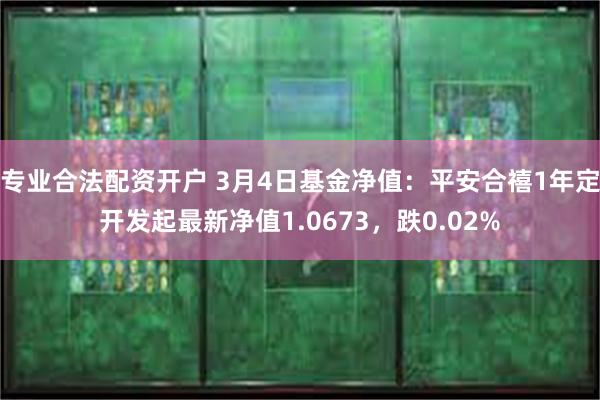 专业合法配资开户 3月4日基金净值：平安合禧1年定开发起最新净值1.0673，跌0.02%