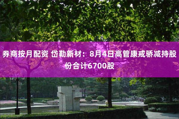 券商按月配资 岱勒新材：8月4日高管康戒骄减持股份合计6700股